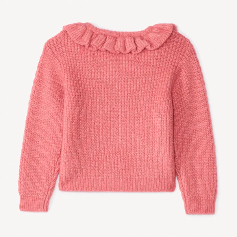 Gilet en tricot torsadé et collerette pour bébé fille