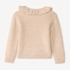 Gilet en tricot torsadé et collerette pour bébé fille