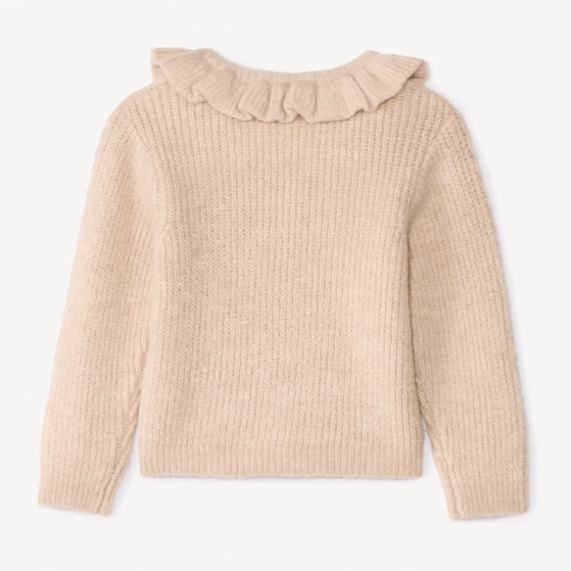 Gilet en tricot torsadé et collerette pour bébé fille