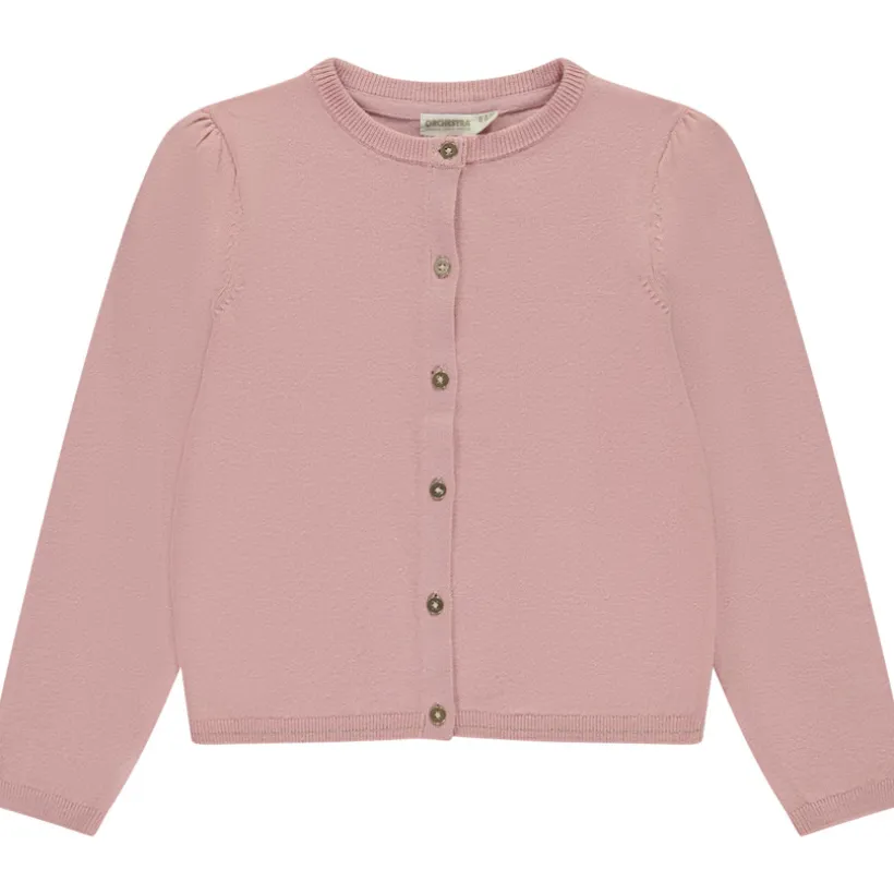 Gilet en tricot uni avec boutons pailletés pour fille