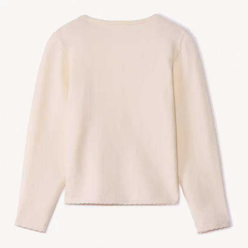 Gilet en tricot uni festonné pour fille