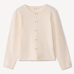 Gilet en tricot uni festonné pour fille