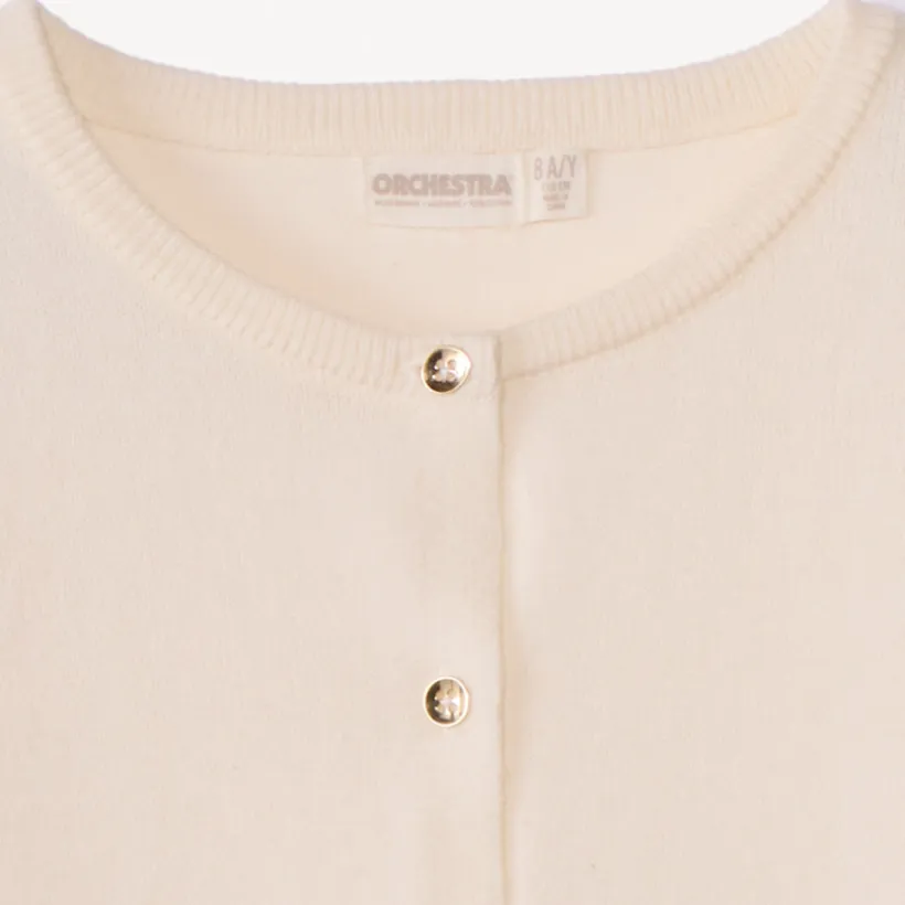Gilet en tricot uni festonné pour fille