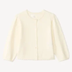 Gilet en tricot uni festonné pour bébé fille
