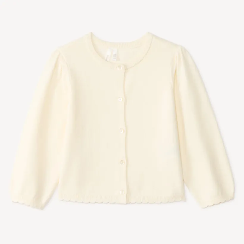 Gilet en tricot uni festonné pour bébé fille