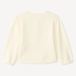 Gilet en tricot uni festonné pour bébé fille