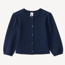 Gilet en tricot uni festonné pour bébé fille