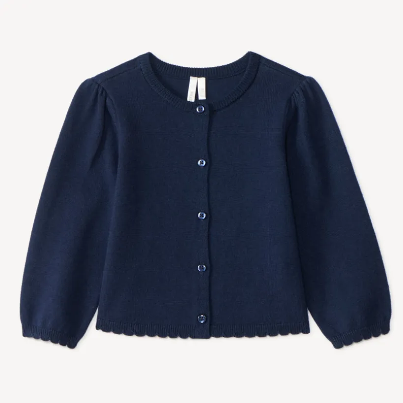 Gilet en tricot uni festonné pour bébé fille