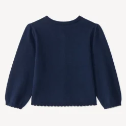 Gilet en tricot uni festonné pour bébé fille