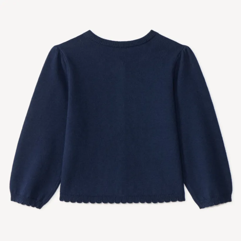 Gilet en tricot uni festonné pour bébé fille