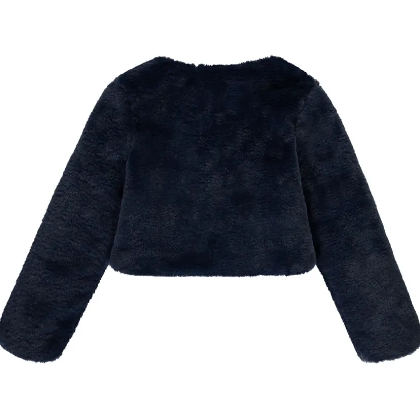 Gilet esprit boléro en fausse fourrure à nœud pour fille