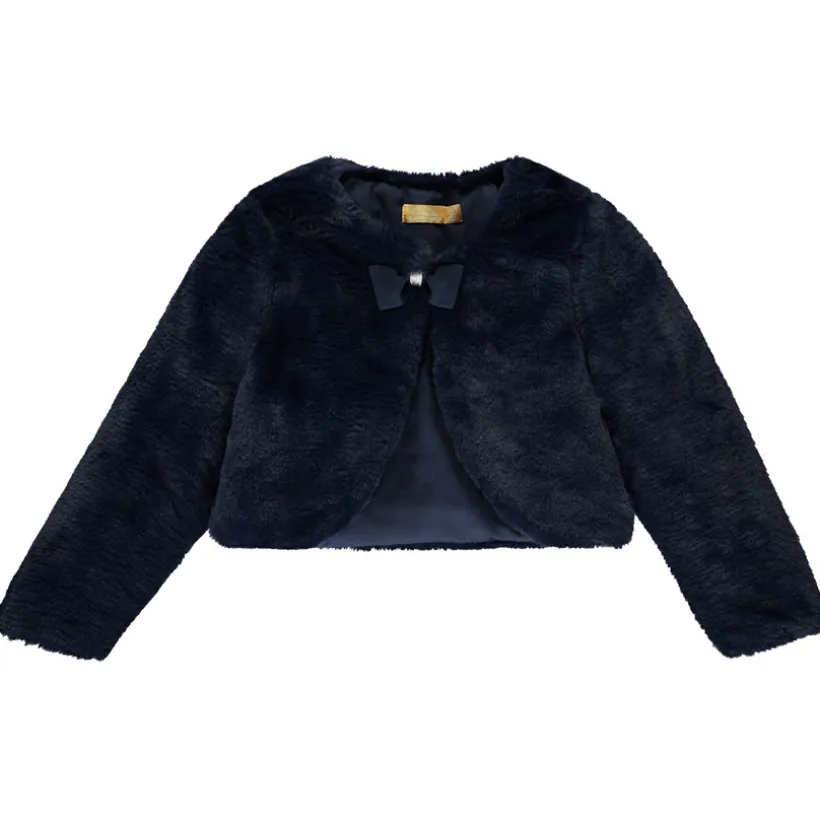 Gilet esprit boléro en fausse fourrure à nœud pour fille