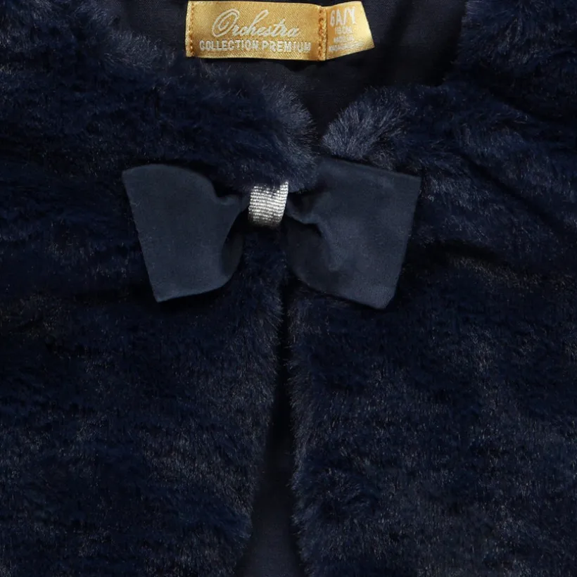 Gilet esprit boléro en fausse fourrure à nœud pour fille
