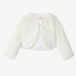 Gilet esprit boléro en fausse fourrure à nœud pour fille
