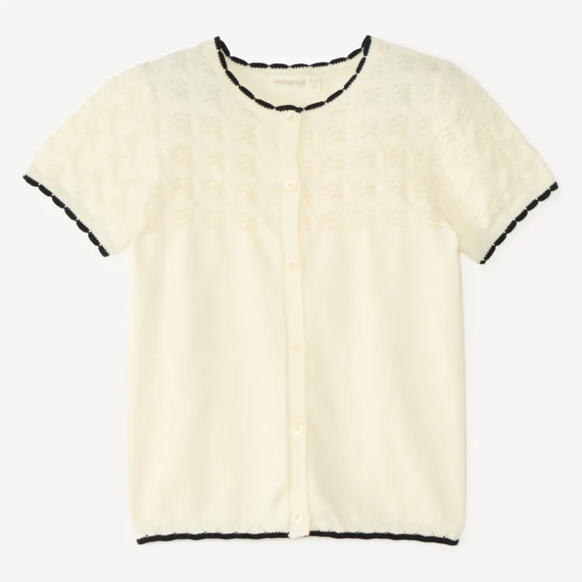 Gilet manches courtes en tricot pour fille