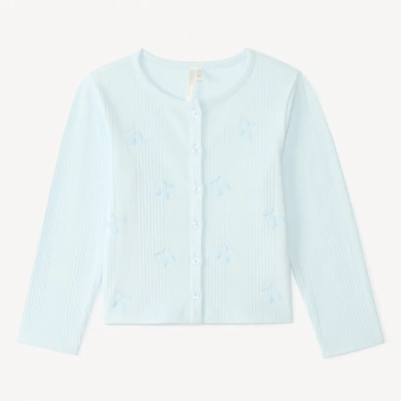 Gilet à manches longues avec broderie cerise pour bébé fille