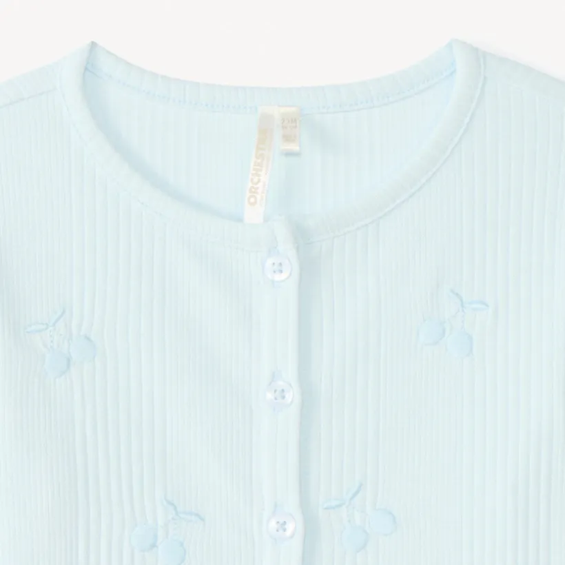 Gilet à manches longues avec broderie cerise pour bébé fille