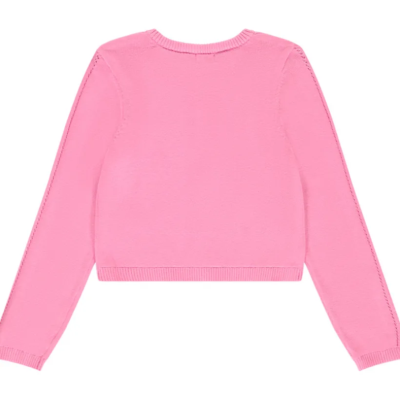 Gilet manches longues avec jeux de points pour fille