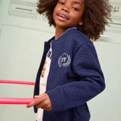 Gilet manches longues à col teddy et broderie pour fille