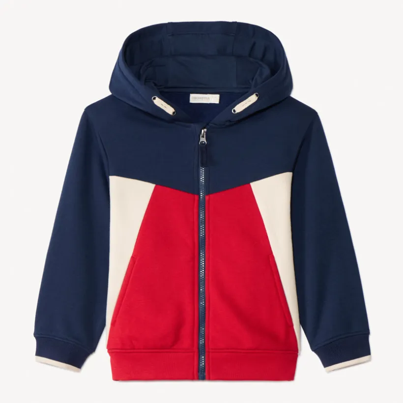 Gilet manches longues effet colorblock avec capuche pour garçon