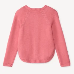 Gilet manches longues en tricot torsadé uni pour fille