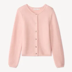Gilet manches longues en tricot uni pour fille