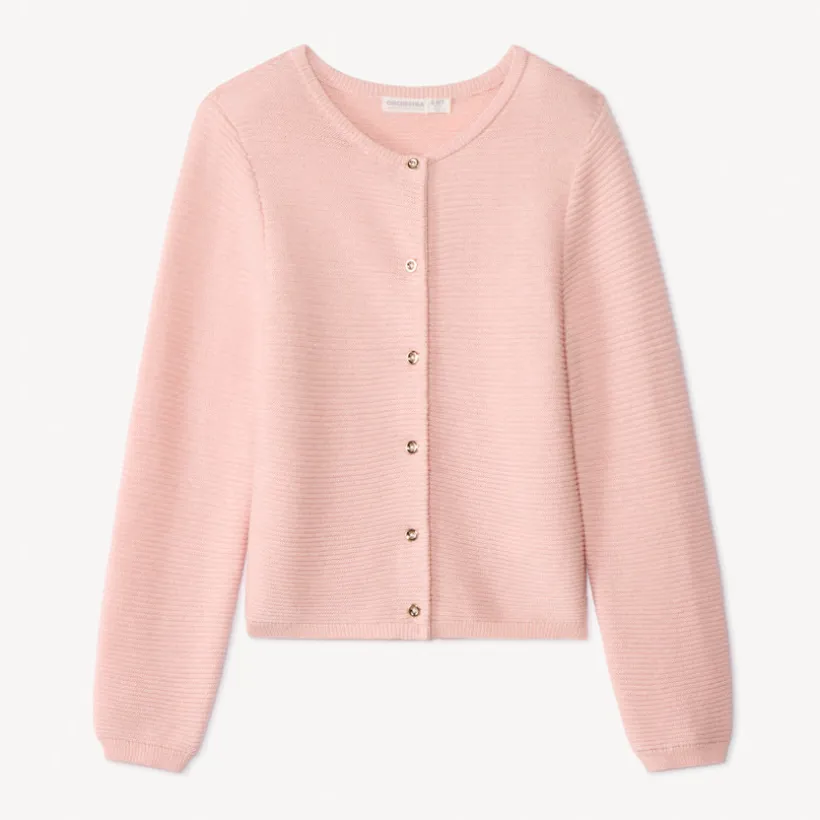 Gilet manches longues en tricot uni pour fille