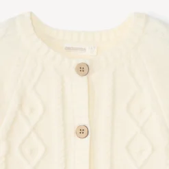 Gilet manches longues en tricot torsadé uni pour fille
