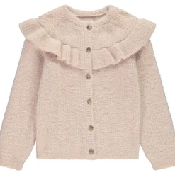 Gilet manches longues en tricot avec volantes pour fille