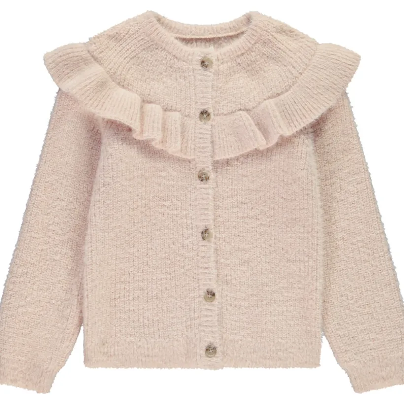 Gilet manches longues en tricot avec volantes pour fille