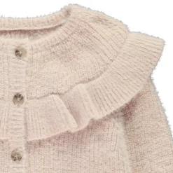 Gilet manches longues en tricot avec volantes pour fille