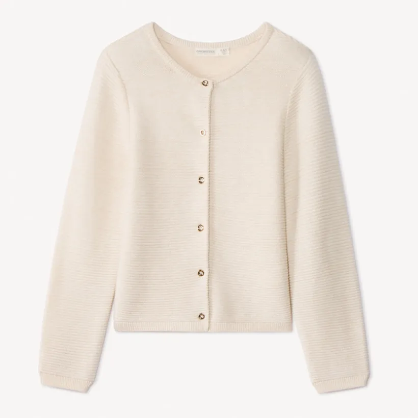 Gilet manches longues en tricot uni pour fille