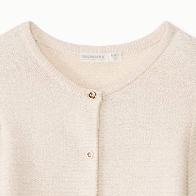 Gilet manches longues en tricot uni pour fille