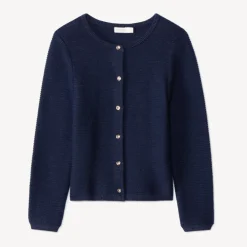 Gilet manches longues en tricot uni pour fille