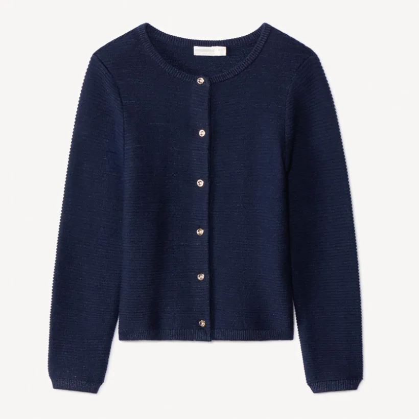 Gilet manches longues en tricot uni pour fille