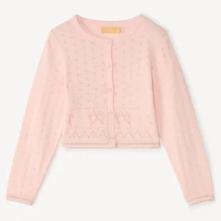 Gilet manches longues en tricot fantaisie pour fille