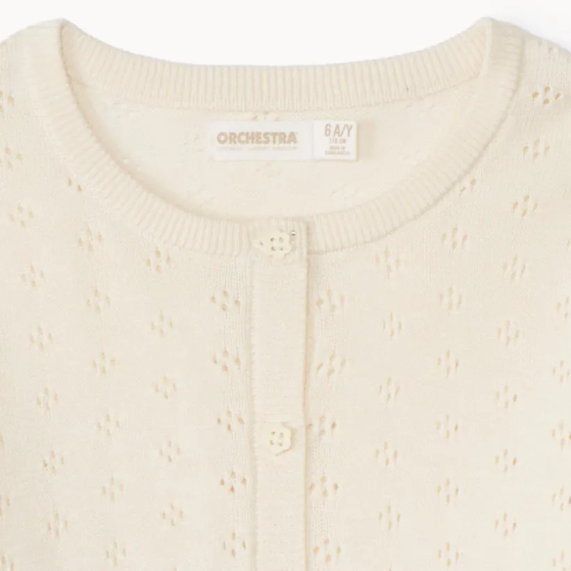 Gilet manches longues en tricot fantaisie pour fille