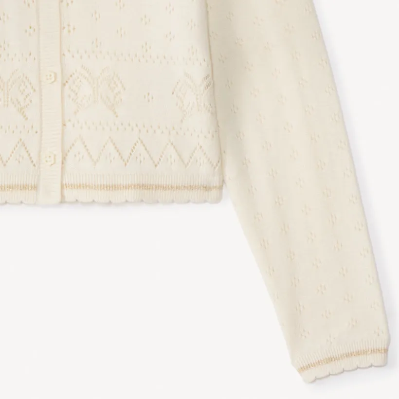 Gilet manches longues en tricot fantaisie pour fille
