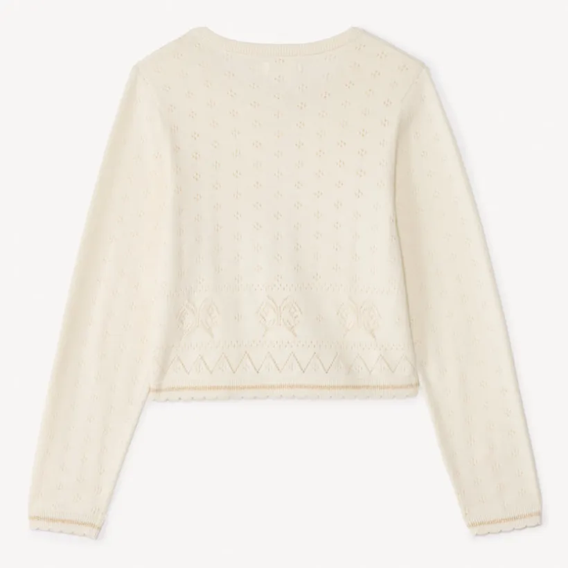 Gilet manches longues en tricot fantaisie pour fille