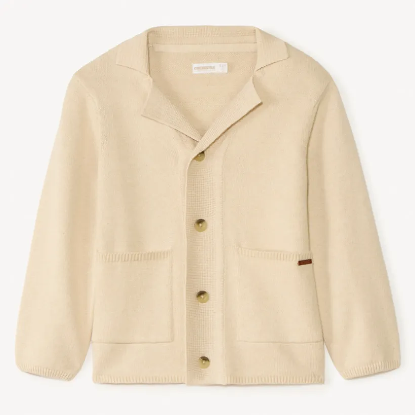 Gilet manches longues en tricot col tailleur pour garçon