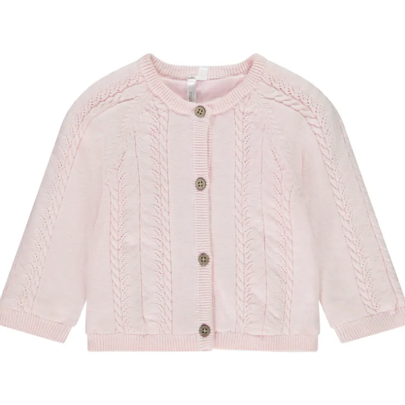 Gilet manches longues uni en tricot doublé pour bébé fille
