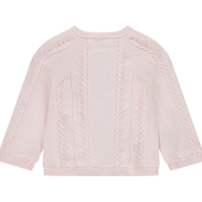 Gilet manches longues uni en tricot doublé pour bébé fille