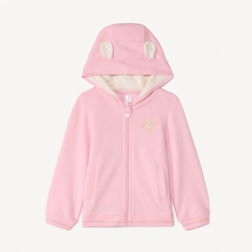Gilet molleton à capuche ludique pour bébé fille