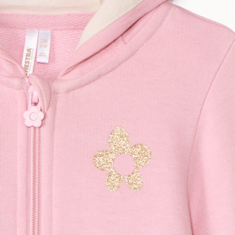Gilet molleton à capuche ludique pour bébé fille