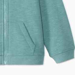 Gilet molleton uni à capuche ourson pour bébé garçon
