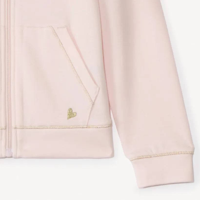 Gilet molleton uni à capuche pour fille