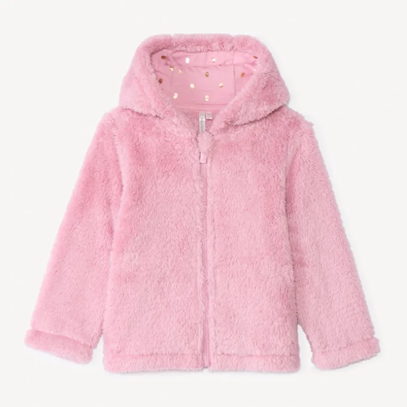 Gilet polaire en sherpa uni avec capuche pour bébé fille