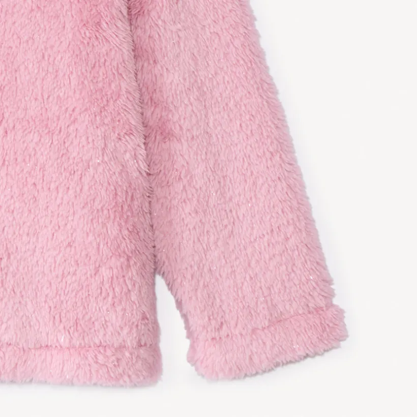 Gilet polaire en sherpa uni avec capuche pour bébé fille