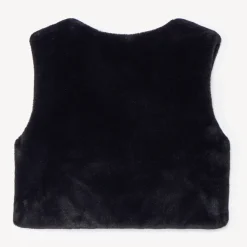 Gilet polaire sans manches uni en fausse-fourrure pour fille