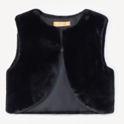 Gilet polaire sans manches uni en fausse-fourrure pour fille